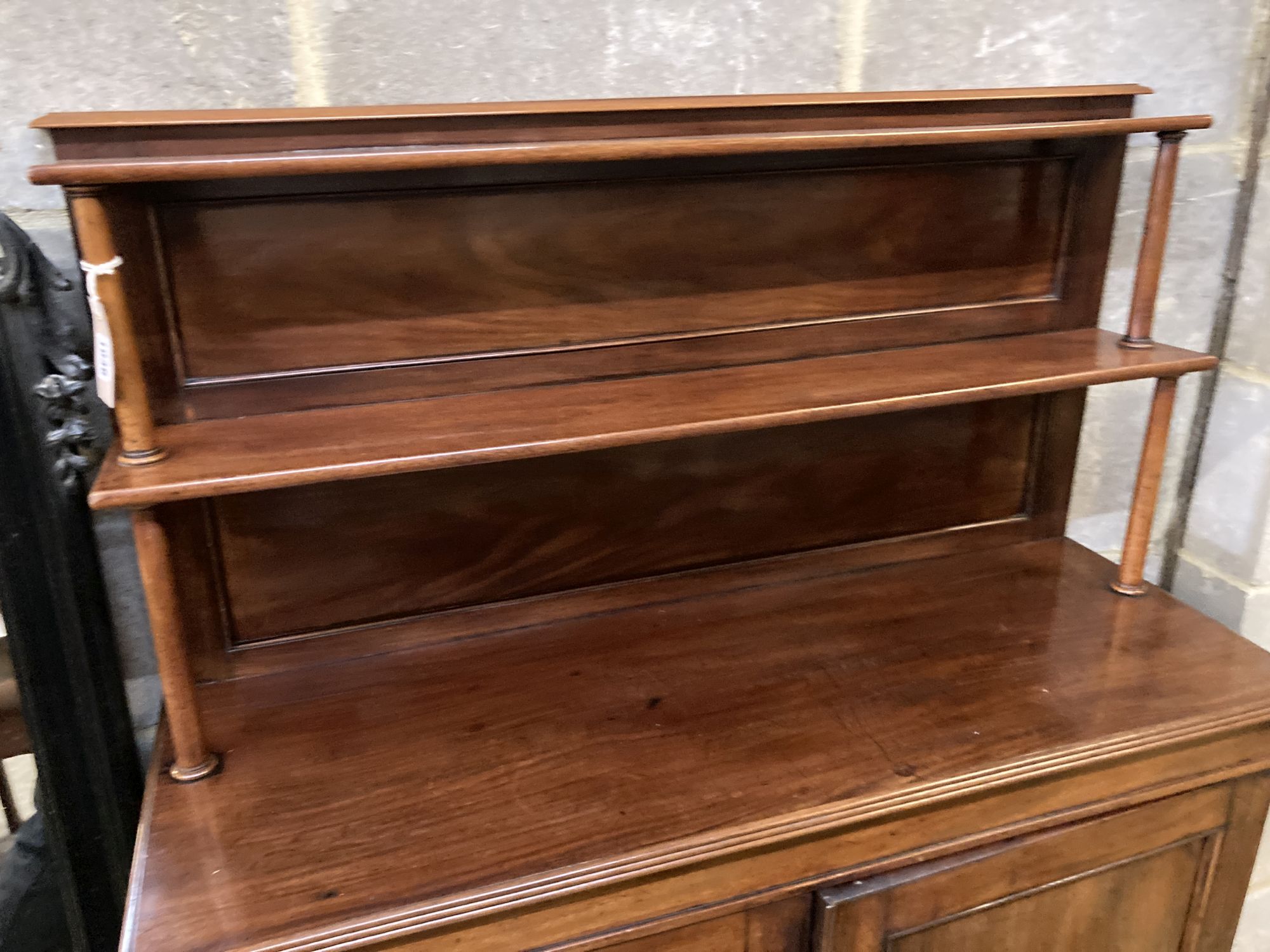 An early Victorian mahogany chiffonier, width 96cm, depth 32cm, height 146cm